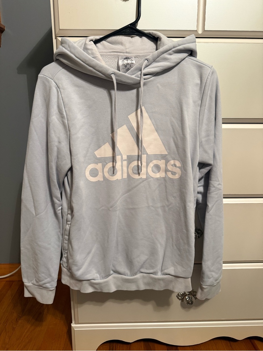 adidas Women’s Light Blue Crewneck Hoodie with Logo
